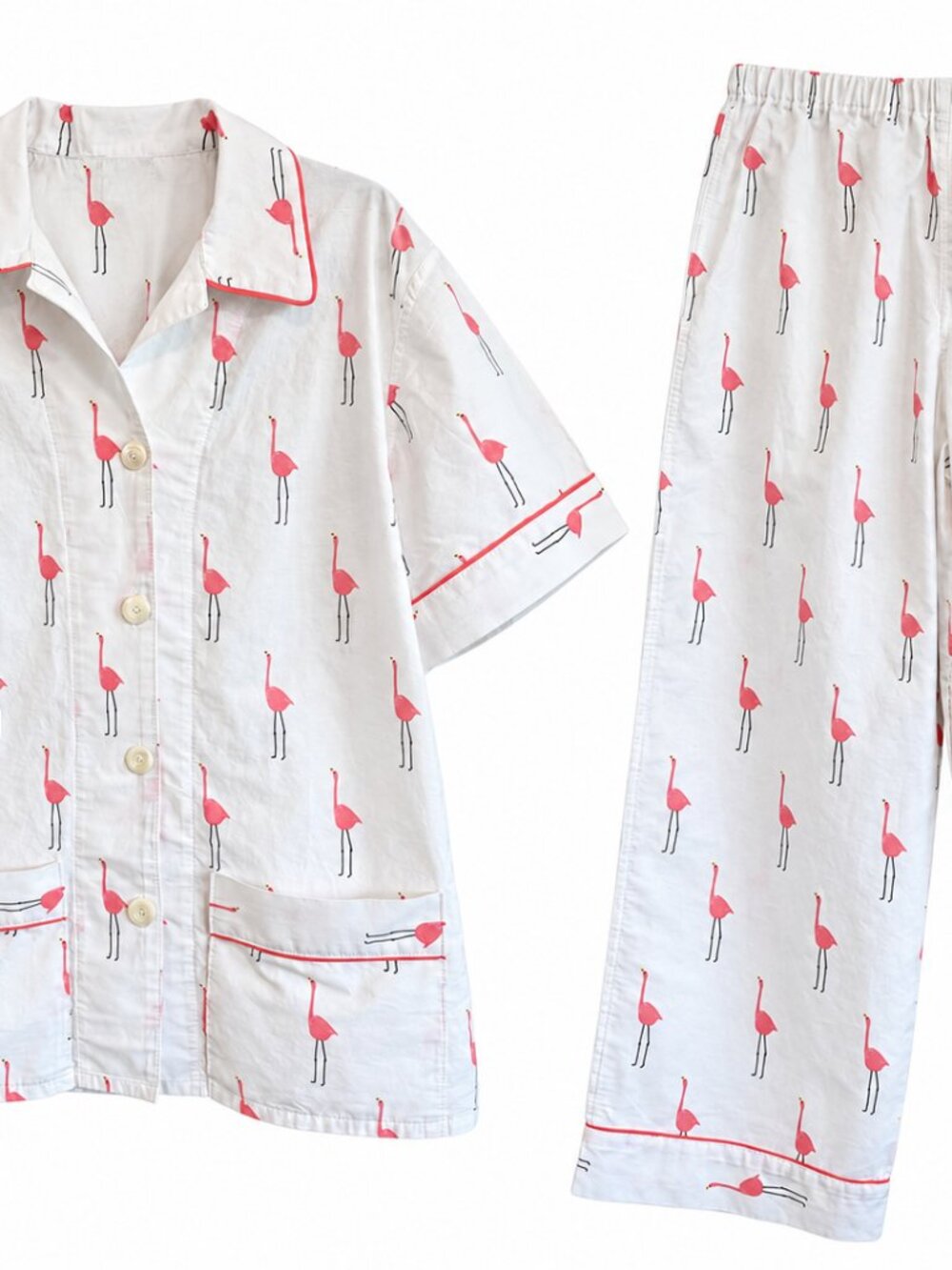 Martha Stewart Collection Pink Flamingo Cotton Two Piece Pajama Set